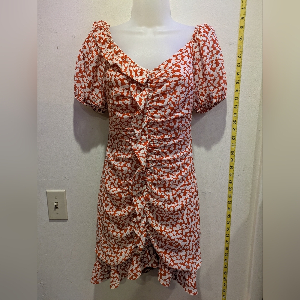 Astr Red and White Floral Mini Dress size Xs